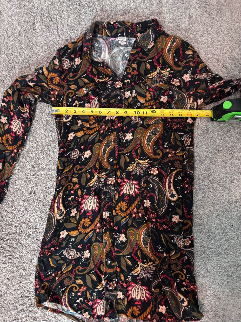 Pimkie Paisley Shirt Dress Boho Button Front Long Sleeve Size Small - Picture 8 of 11